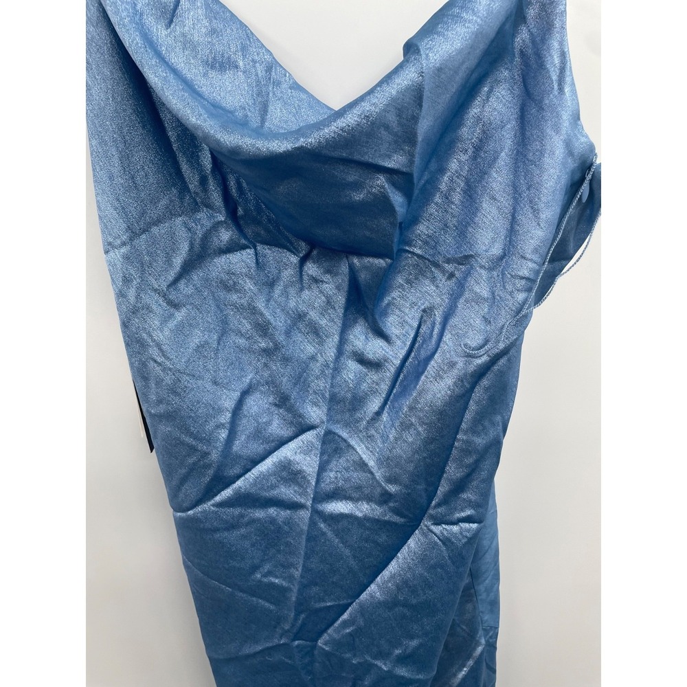 Liv Foster Lola Foiled Gown Dress Women's 10 Azure Blue Open Back Cowl Neck NWT‎ - Picture 11 of 16
